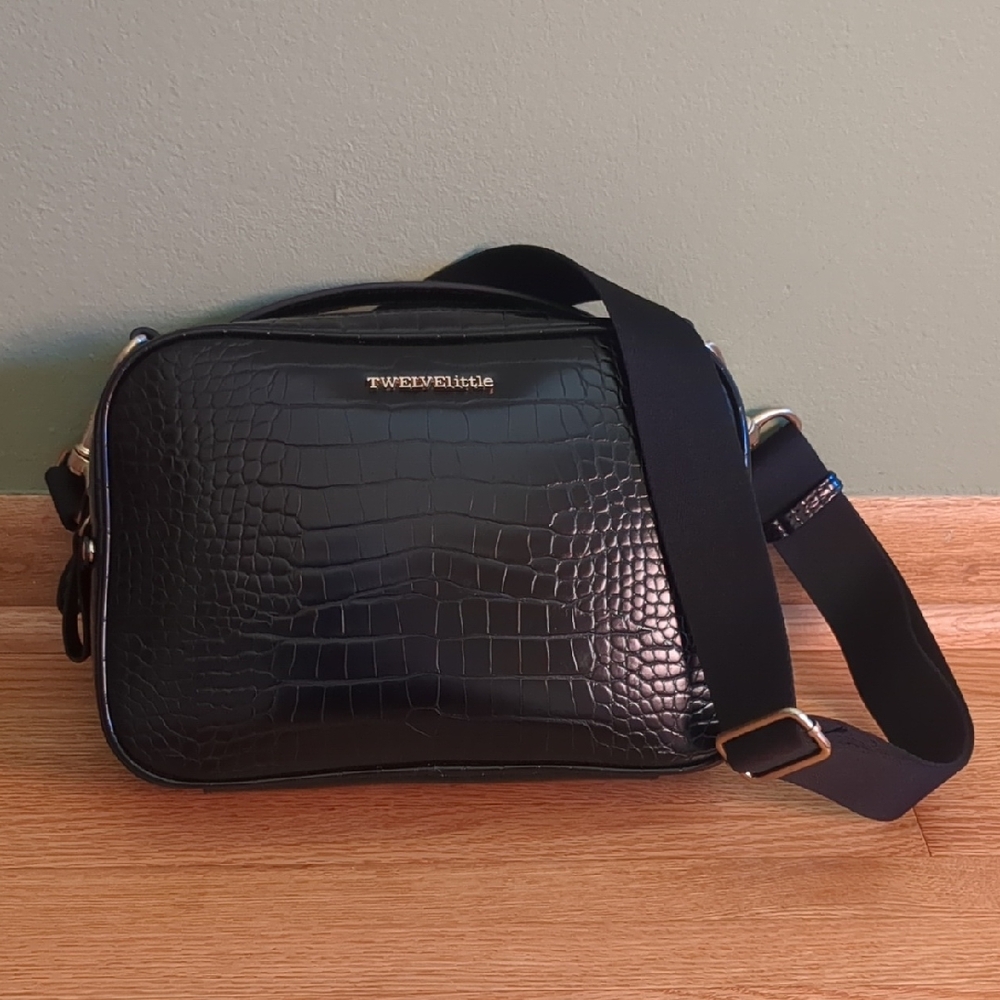 TWELVElittle Luxe Diaper Bag Clutch in Black Croc